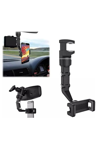 Techmaster Araç Dikiz Aynası Çok Amaçlı Telefon Tutucu 360 Derece Dönebilir