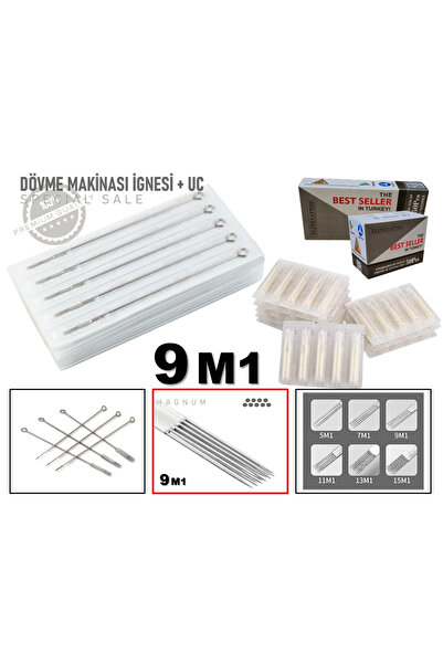 XLINETATTOO 9 M1 Dövme Makinası İğnesi 10 Adet Iğne Ve 10 Adet Uç - 9M1