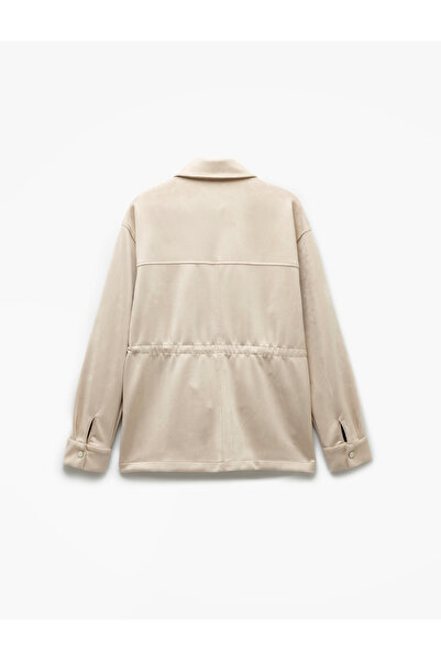 Koton Elastic Waist Lace Detailed Long Sleeve Jacket with Pockets