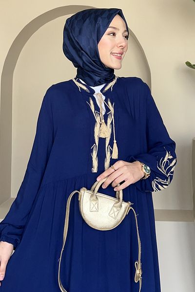 SaklıButik Royal Embroidery Embroidered Dress Sk-8395