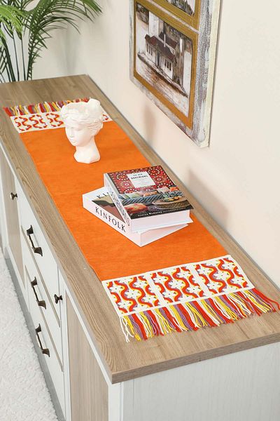 Aisha's Design Colorful Fringed Motif Runner - 120X40 Cm, R-97O