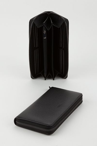 Fossil Boxed Genuine Leather Black Zippered Large Size Women's Hand Portfolio Card Holder Wallet