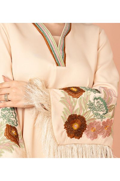 IKKXA Shimmer Detail Sleeves Embroidered Jalabiya