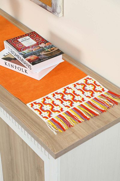 Aisha's Design Colorful Fringed Motif Runner - 120X40 Cm, R-97O