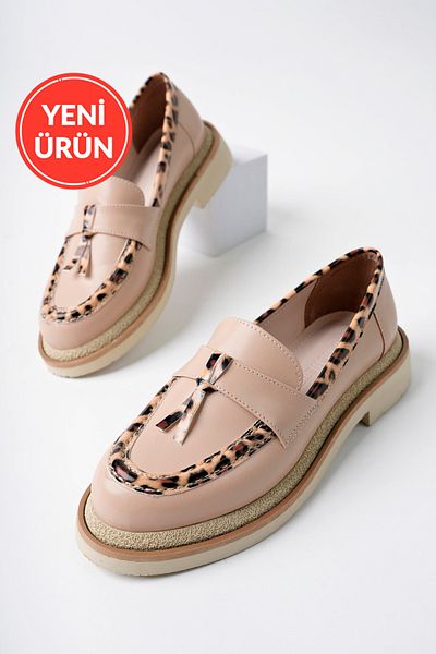 MARSHETTA Дамски ежедневни обувки Shadow Model Beige Skin с леопардови райета и катарама