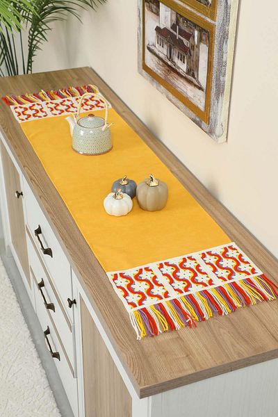 Aisha's Design Colorful Fringed Motif Runner - 120X40 Cm, R-97O