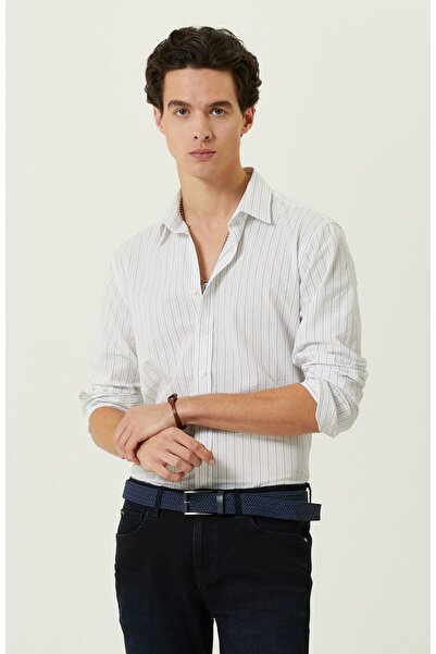 Network Beyaz Mavi Çizgili Gömlek
