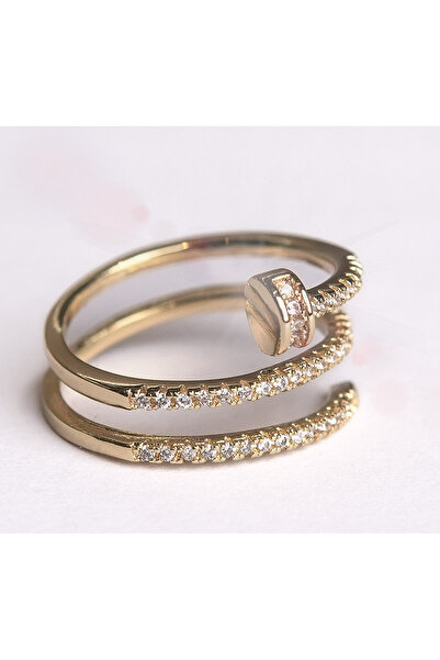 COLLECTİON Ayarlanabilir Altın Kaplama Çivi Yüzük