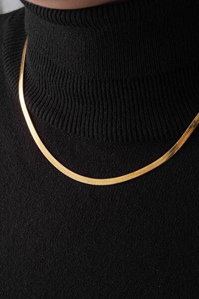 ByFlorya Jewelry Çelik Italyan Zincir Balık Sırtı Yılan Kolye Kararmaz 4mm Unisex 45cm