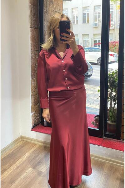 Maxi Saten Etek Bordo