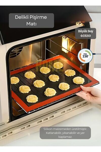 Jet's Home Delikli Pişirme Matı Çift Taraflı Fırın Matı Silikon Hamur Matı Ya...