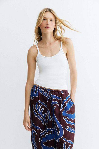 H&M Patterned twill trousers