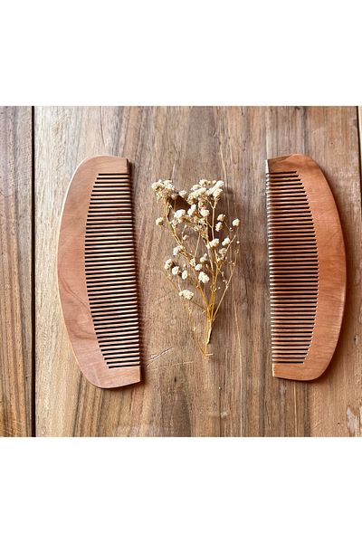 Las Vivas Kids Set of 2 Wooden Comb, Cherry Wood Comb, Natural Wood Comb, Baby Child Comb