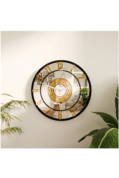 NİSANEST ساعة حائط مزخرفة بليكسي مرآة 40x40 سم