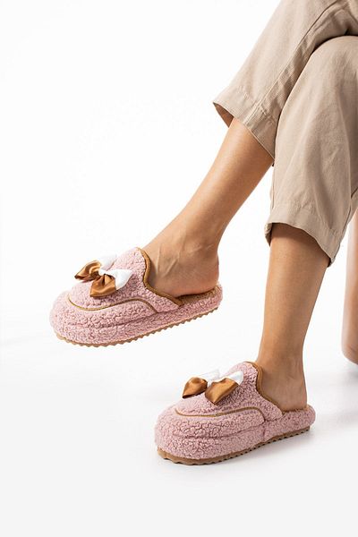 Aybors Powder Bow Tie Winter Women's Slippers