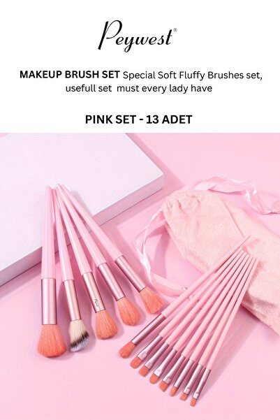 PEYWEST مجموعة من 13 فرشاة إصلاح خاصة باللون الوردي