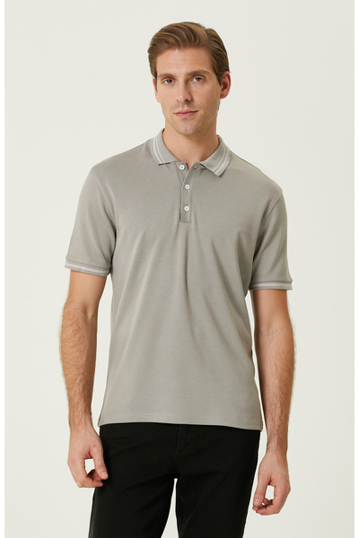 Network Gri Polo Yaka T-shirt