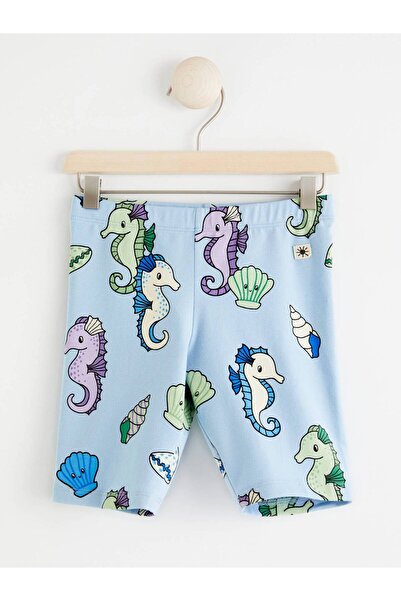 2kids2mom Light Blue Shorts with Seahorse Pattern