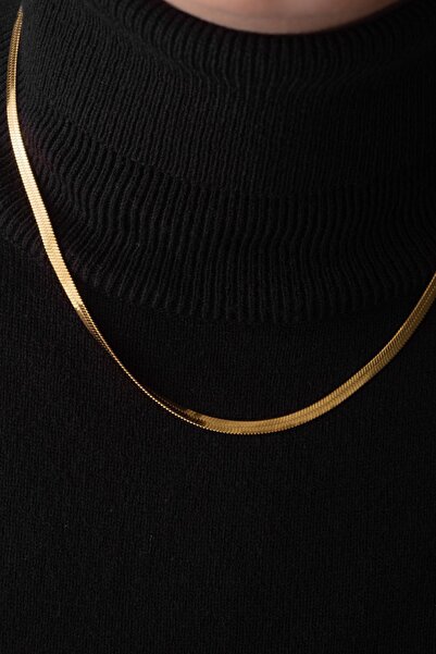 ByFlorya Jewelry Çelik Italyan Zincir Balık Sırtı Yılan Kolye Kararmaz 4mm Unisex 45cm