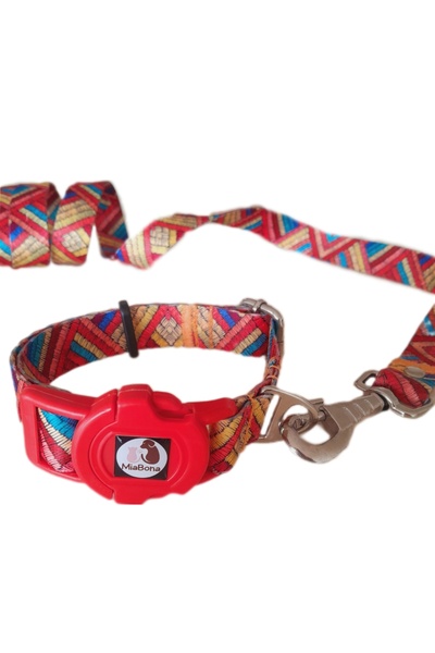 MiaBona Ethnic Influence Model Köpek Boyun Tasması+Gezdirme Kayışı Seti-M Beden