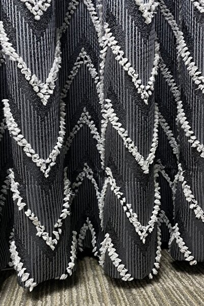 Cortibo Verona Patterned Background Curtain Anthracite - Pleated Free