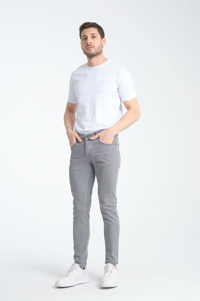 OneZero Men's Gray Straight Skinny Fit Trousers