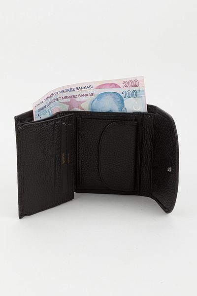 Fossil Boxed Genuine Leather Black Small Size Multi-Compartment Women's Hand Portfolio Card Holder Wallet