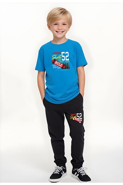 YA KO KİDS Set de sus și de jos cu mânecă scurtă pentru băiat cu imprimeu Skate 52
