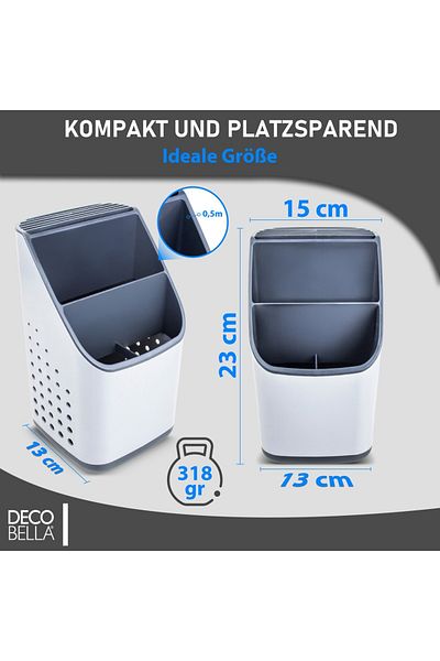 Decobella Besteck Organizer, 13×13,5×23 Cm, Plastik, Weiß