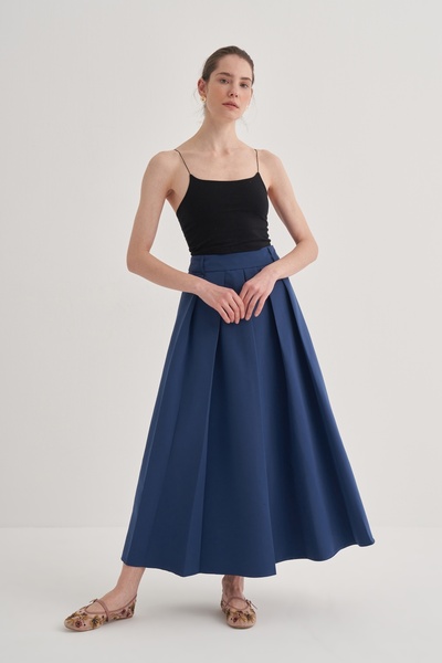 EBU Prive Kadın Pileli Etek İndigo