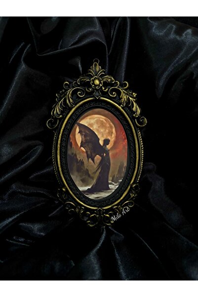 Milo Art El Yapımı Altın Rengi Eskitmeli Vintage Siyah Beton Çerçeve ( Camsız )