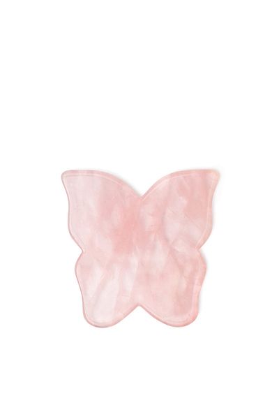 CRYSTAL LOVE CRYSTALLOVE Cuarț trandafir Masaj facial în formă de fluture Gua Sha 1 szt.