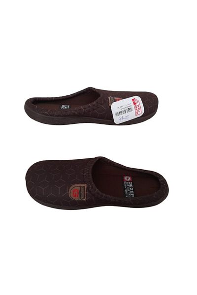 GEZER Men's Brown Stripe Patterned Orthopedic Poly Sole Indoor Daily Slippers