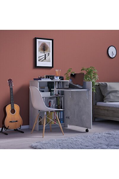 asratrend Çalışma Odası Fonksiyonel Kitaplık + Katlanır Masa MD002