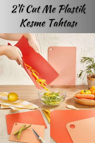 welcomein Red 27-34 cm Cut Me Plastic 2-Piece Cutting Board
