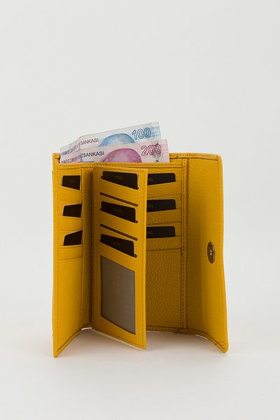 Fossil Boxed Genuine Leather Yellow Medium Size Multi-Compartment Women's Hand Portfolio Card Holder Wallet