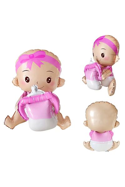 BALON DİYARI Pink and Blue Baby Bottle Foil Balloon - Baby Birth and Baby Shower Decoration