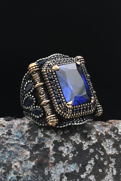 Prestige Lacivert Zirkon Taşlı 925 Ayar Gümüş Erkek Yüzüğü 901510