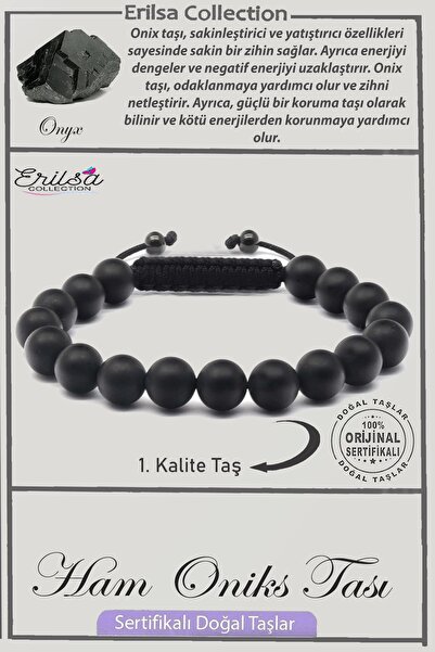 Erilsa Sertifikalı Ham İşlenmemiş AAA+ Kalite Gerçek Oniks Taşı Bileklik