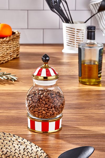 Paçi Charmes Porcelain Glass Topped Red White Small Jar 500 ml
