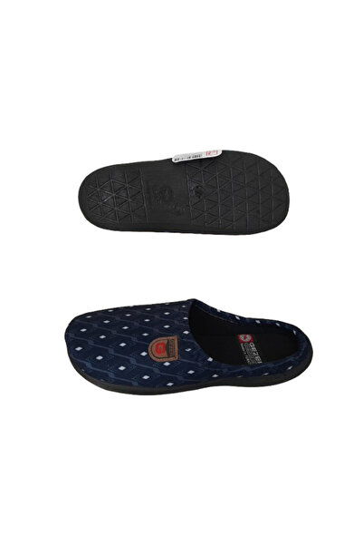 GEZER Мъжки тъмносиньо-бели ортопедични вътрешни чехли с точкови шарки