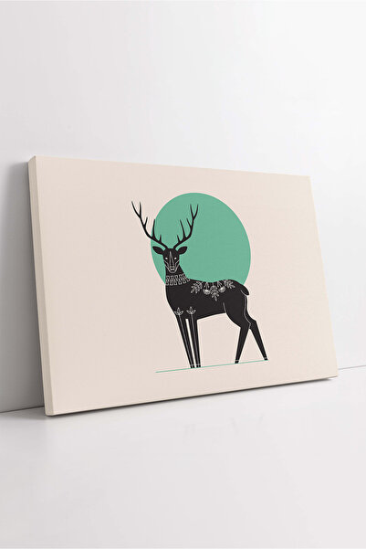 KOSS Dijital Pictură decorativă pe pânză cu cerb minimalist în fața culorii b...