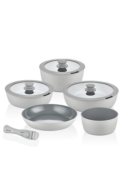 FALEZ Auris X Large 9 Piece Gray Pot Set