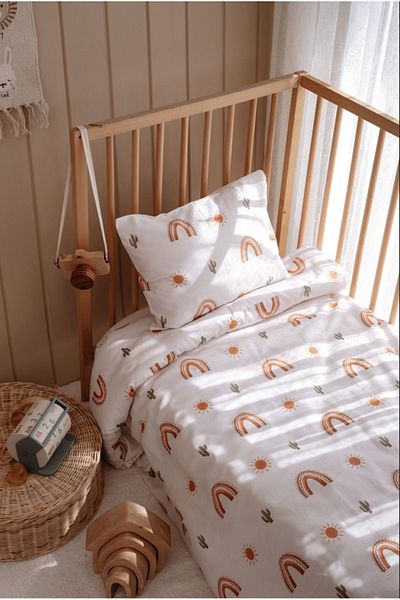 Lollie Baby&Kids Sunshine Baby Crib and Park Bed - Duvet Cover and Bed Sheet Set, Cotton Satin