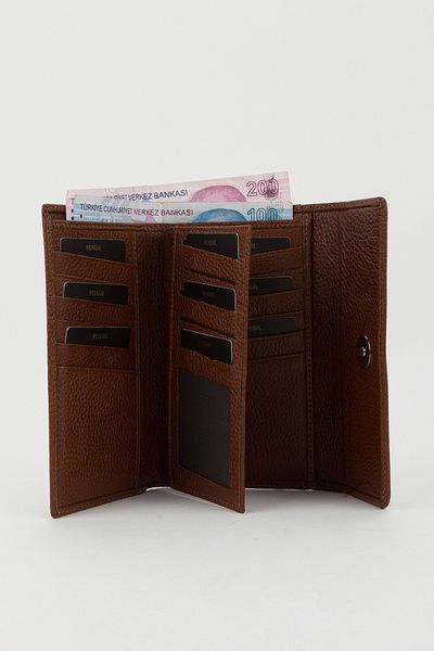 Fossil Boxed Genuine Leather Tan Medium Size Multi-Compartment Women's Hand Portfolio Card Holder Wallet