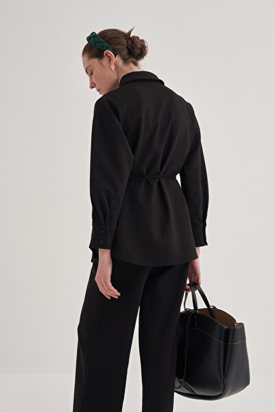 EBU Prive Black Basic Steel Knitted Women's Shirt