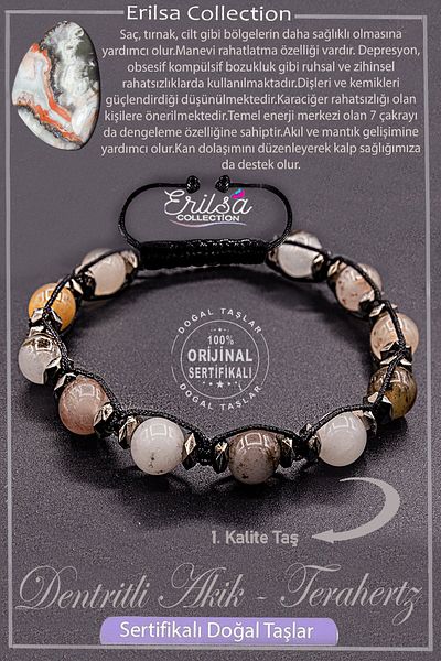 Erilsa Certified Aaa+ Quality Real Terahertz - Dentrited Agate Stone Bracelet
