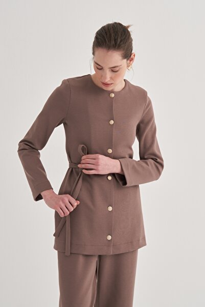 EBU Prive Kadın Çelik Örme Ceket Kahve
