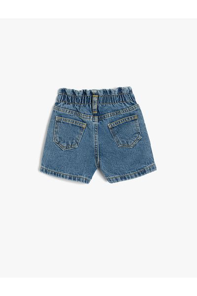 Koton Cotton Pocket Detailed Elastic Waist Denim Shorts