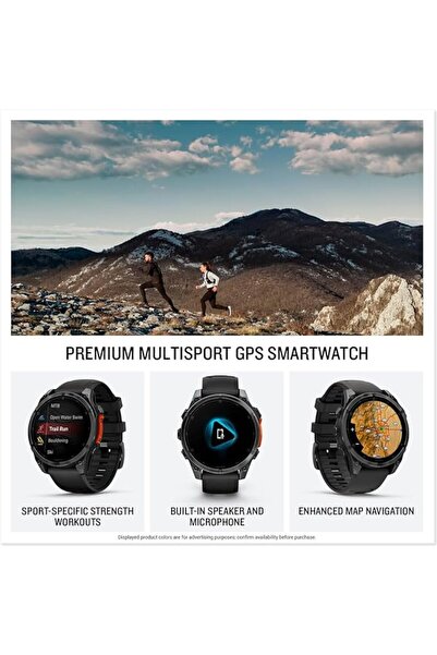 Garmin fenix 8 - 47 mm, AMOLED Slate Gri, Siyah Silikon Kayışlı